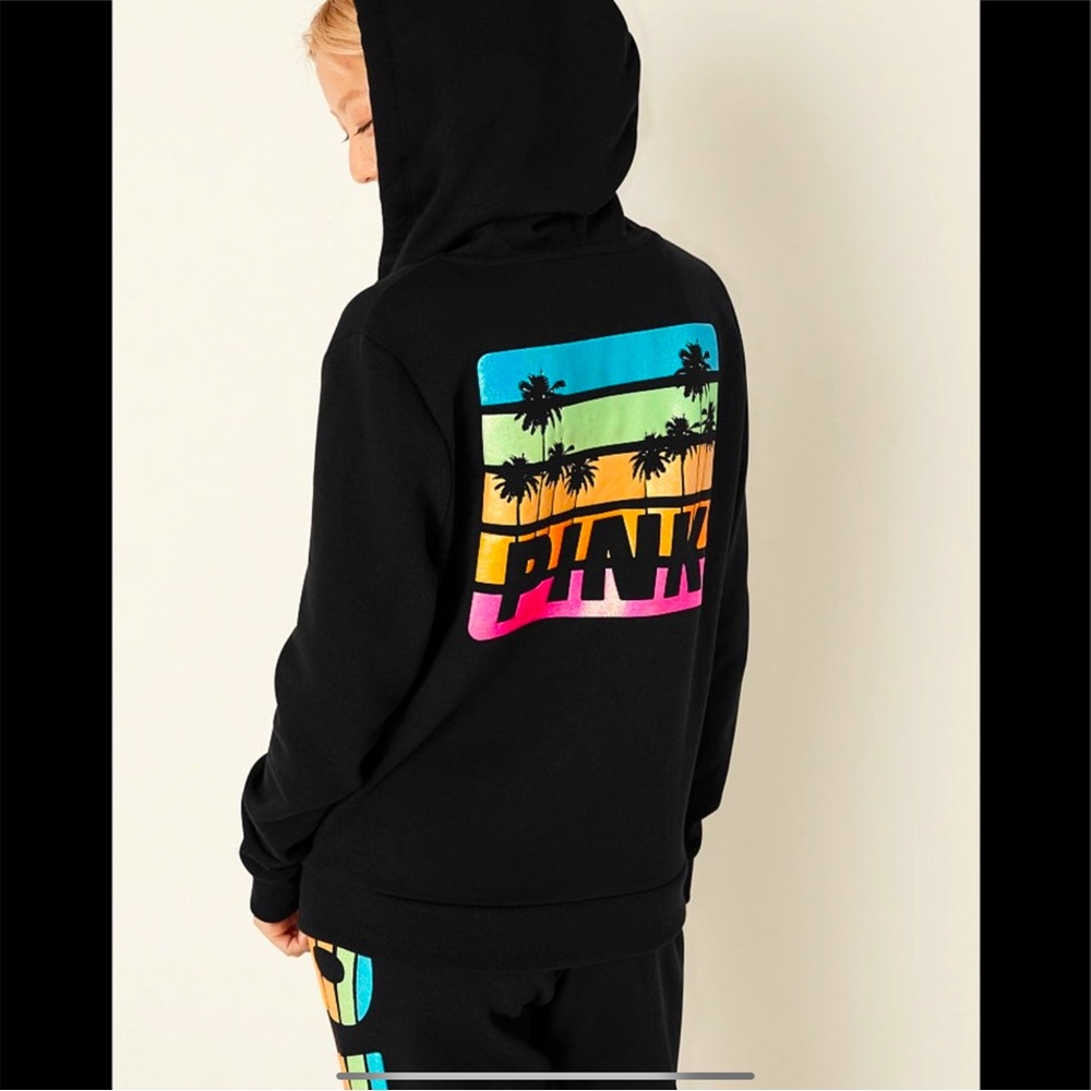 💗VS PINK RAINBOW TROPICAL SHINE FULL ZIP HOODIE